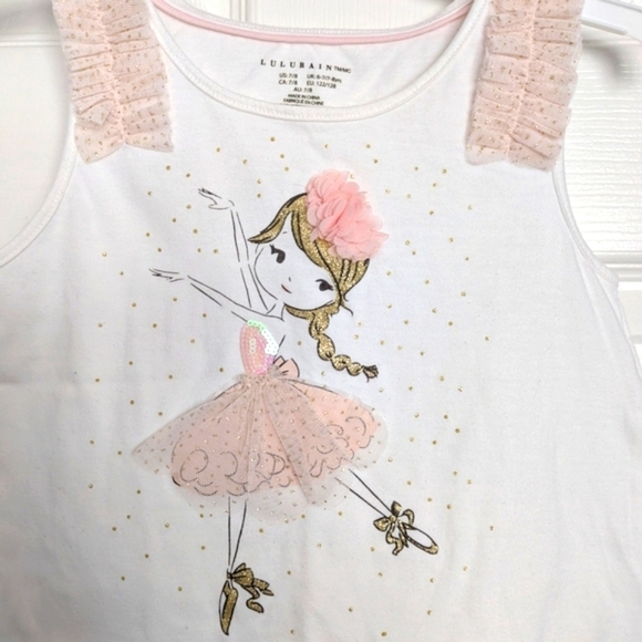Lulurain Girls (Size 7/8) Ballerina Sleeveless Top With Tule Accents - Picture 2 of 7